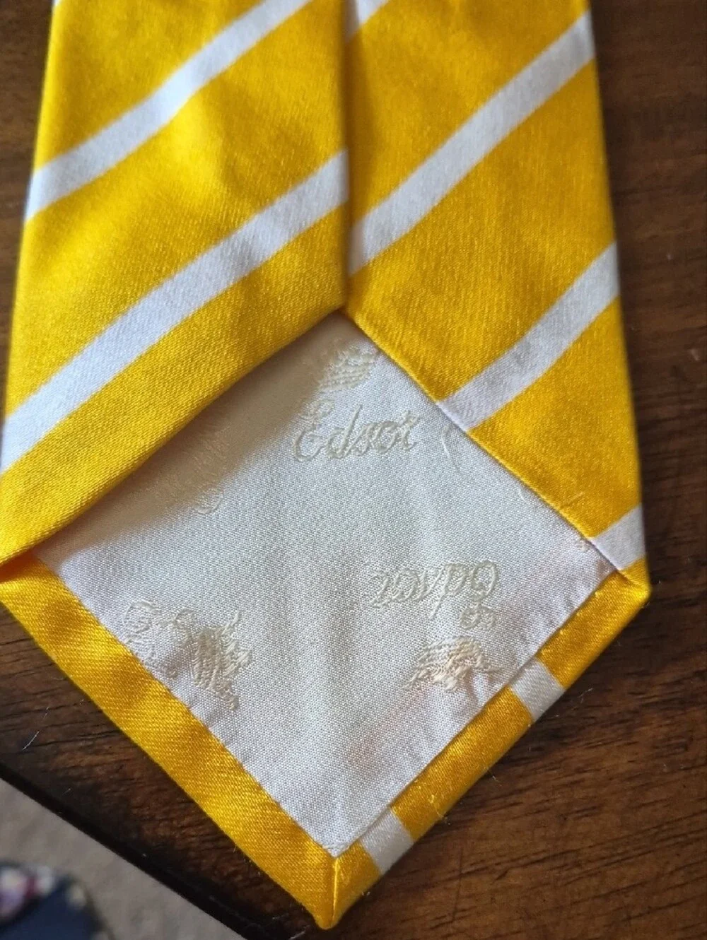 Edsor Handmade Silk Yellow Striped Men's Tie